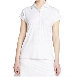 Lady Hagen sz XXL White Eyelet Dolman Sleeve Golf Polo Shirt New